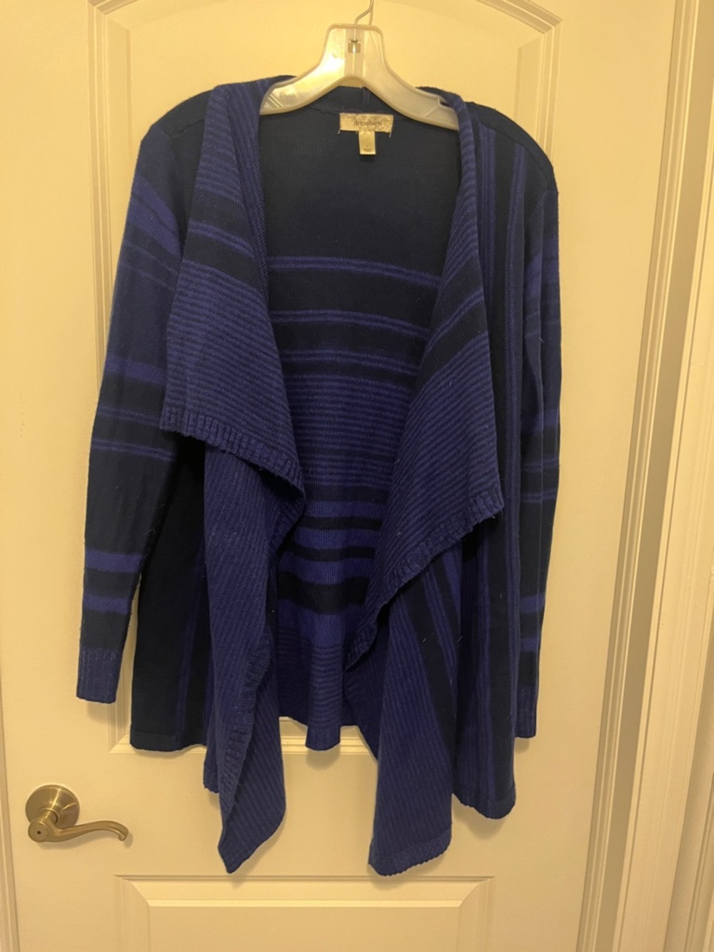 Blue Striped Open-Front Women's Sweater Cardigan